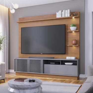 Imagem de Estante Home Campeche para Sala de TV até 70 Polegadas Freijó Cinza Fosco Colibri