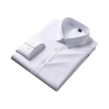 Imagem de Camisa Social Masculina Branca De Manga Longa Em Fibra De Bambu Antirr