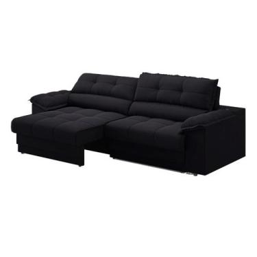 Imagem de Sofá com USB Retrátil Reclinável Mimo 2,30m - Netsofas, Preto