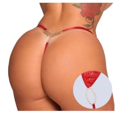 Imagem de Fio Dental Tailandesa Vermelho Strass Frases Tallyta - Tallyta Moda Ap
