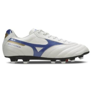Imagem de Chuteira Campo Mizuno Morelia Classic MD - Masculino - Branco-Azul, 39