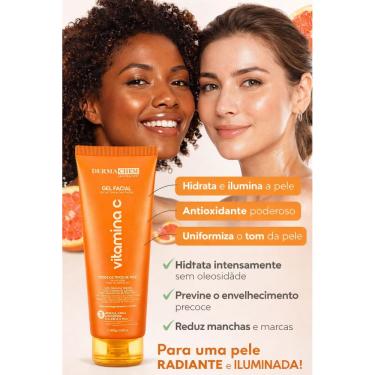 Imagem de Gel Facial Vitamina C Dermachem Clareador Hidratante Antioxidante Pele Radiante