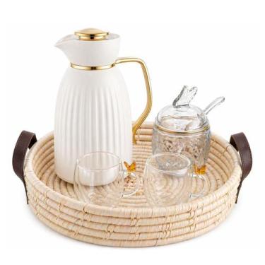 Imagem de Kit Café Completo Garrafa Térmica Jade 1L com Bandeja Xícaras e Açucar