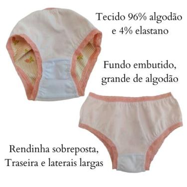 Imagem de Calcinha infantil malha cottom algodão extra macia com rendinha - kit 