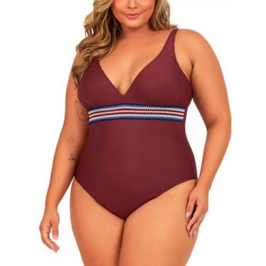 Imagem de Maiô Feminino, Plus Size, Sem Bojo, Barolo, Elastic, Até 54 - Banho De