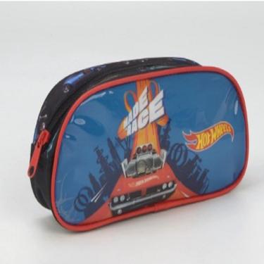 Imagem de Estojo Escolar Infantil 3 Compartimentos Hot Wheels Luxcel Reforçado