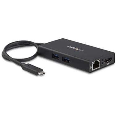 Imagem de StarTech. Adaptador USB-C Multiport - Estação de ancoragem de viagem USB-C com HDMI 4K - Passagem de entrega de energia de 60 W, GbE, Hub USB-A 3.0 de 2 pontos - Mini USB tipo C portátil (DKT30CHPD) Preto