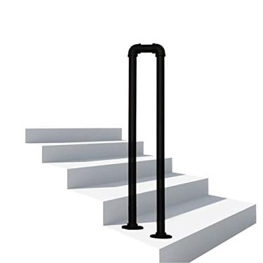 Imagem de Corrimão de escada ao ar livre, corrimão, escadas, metal preto, ferro forjado, segurança, corrimão, corrimão, kit de suporte para pátio, jardim, pátio, corredor de barra (tamanho : 75 cm)