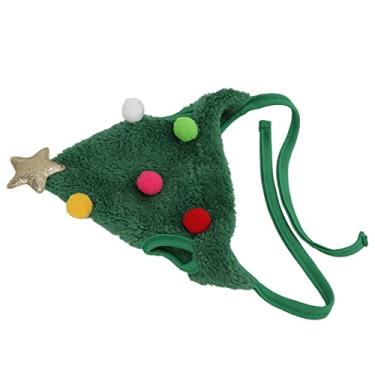 Imagem de Cocar de Natal para animais de estimação, chapéu de inverno para cães de pelúcia + fita elástica ajustável de poliéster de inverno para festa festiva(L, verde)