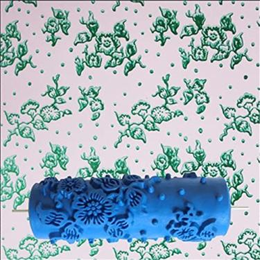 Imagem de Yajun Rolo de pintura para decoração de parede com estampa 3D, cabeça de escova de borracha 12,7 cm para decoração de sala de casa, textura de parede, estêncil, rolo-3
