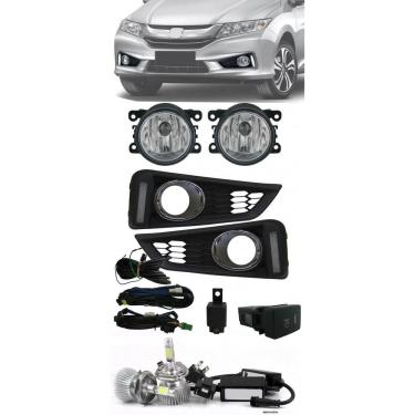 Imagem de Kit Farol de Milha Neblina Honda Novo City 2014 2015 2016 Com LED DRL + Kit Lâmpada Super LED 6000K