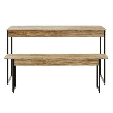 Imagem de conjunto de mesa de jantar com banco studio carvalho e preto