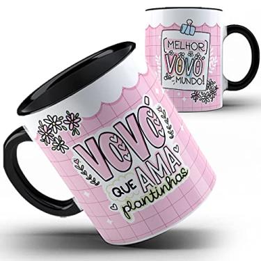 Imagem de Caneca preta avó vovó que ama plantas