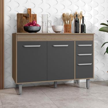 Imagem de Balcão Poliman Barcelona com 3 Portas, 2 Gavetas e 1 Prateleira