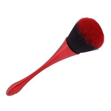 Imagem de Escova de pó solta, escova de pó de unha elegante ferramenta cosmética de cabelo macio para casa para lavabos vermelho