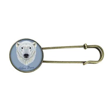 Imagem de Broche de metal retrô de urso polar do norte branco joia com clipe