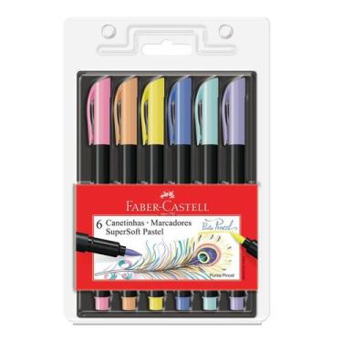 Imagem de Caneta Pen Brush Faber-Castell Supersoft 6 Cores Pastel 15.0706Tpsoft