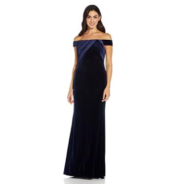 Imagem de Adrianna Papell Vestido feminino de veludo elástico, Meia-noite, 54