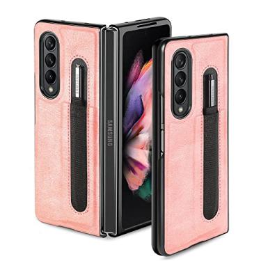Imagem de Bolsa de couro de luxo para Samsung Galaxy Z Fold 3 5G Fold4 Fold 4 Fold3 com suporte para caneta Capa anti-detonação, rosa, para Samsung Z fold4