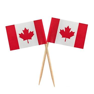 Imagem de 5 Pcs Pequena bandeira canadense na vara, Bandeira do palito do país da CA, Bandeiras do Dia do Canadá, 100 Pcs Cupcake Toppers Flag, Pequeno Stick Flags Festa Celebração Cocktail Fovolat