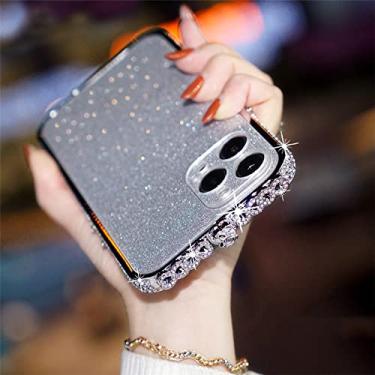 Imagem de Capa de proteção brilhante com armação de metal diamante brilhante para iPhone 13 11 14 Pro Max 12 Mini XS XR X 8 7 Plus SE 2022 Capa feminina, prata, para iPhone 14 Plus