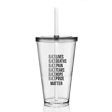 Imagem de Copo com Tampa e Canudo Personalizados Lista Black Lives Matter