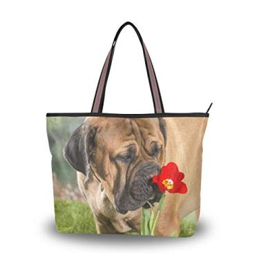 Imagem de Bolsa feminina com alça superior de mastim para cães, tulipa vermelha, bolsa de ombro, Multicolorido., Large