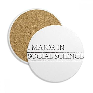 Imagem de Caneca com citação I Major In Social Science Porta-copos com proteção de mesa, pedra absorvente