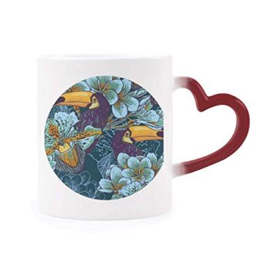 Imagem de Caneca de grés orquídea com estampa contínua animal sensível ao calor vermelha que muda de cor