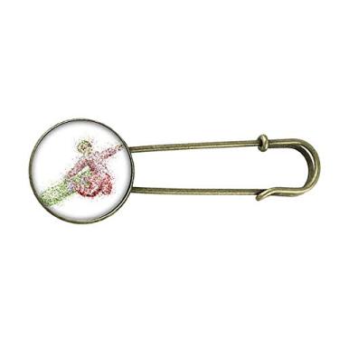 Imagem de Esporte de inverno Skateboard Aquarela Padrão Retrô Broche de Metal Clipe Joias