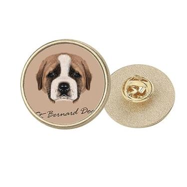 Imagem de Broche de broche dourado de metal redondo para cachorro de São Bernardo marrom, Medium, não aplicar