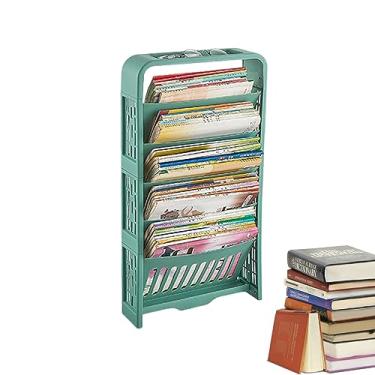Imagem de Carrinho de Armazenamento de Rack de Livros, Rack de armazenamento de livro didático de 5 níveis, Estante lateral de mesa removível, estante infantil, estante pequena para mesa de cabeceira, Buniq