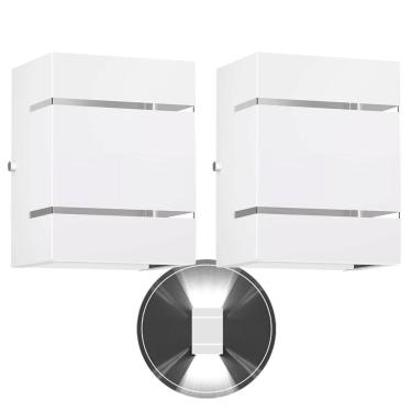 Imagem de 2 Arandelas Externa 2 Frisos Foco Fachos Parede Muro Branco