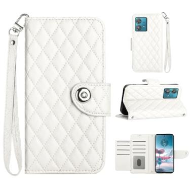 Imagem de Para Motorola Moto Edge 40 Neo, capa carteira com alça de pulso, capa flip magnética de couro com 7 cartões e 1 compartimento para dinheiro, suporte feminino presente capa de telefone para Moto Edge