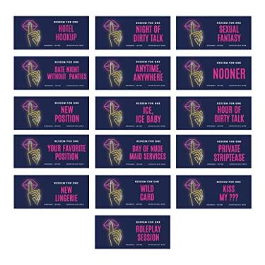 Imagem de Andaz Press Neon Lips Cupons de amor sexy impertinentes para ele, ela, marido, esposa, namorado, namorada, casais, exclusivo e romântico dia dos namorados, aniversário, cartões de voucher IOU de aniversário, pacote com 16