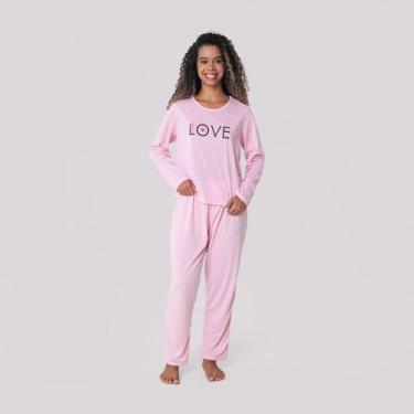 Imagem de Pijama Estampado Listrado Rosa - Uniq