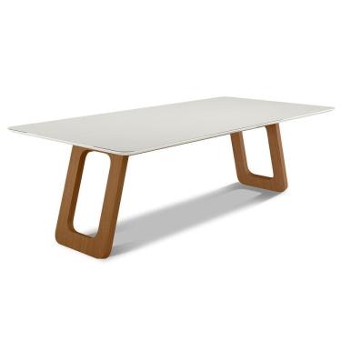 Imagem de Mesa De Jantar França C03 180x90 Cm Cor Laca Off White/caramelo
