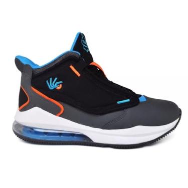 Imagem de Tênis de Basquete Masculino Ankaa, Preto e Azul, Tamanho Especial, Solado Macio (Preto/Azul, BR, Adulto, Numérico, 46)