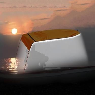 Imagem de Toldo de sombra de luz LED para canoa de caiaque, instalação rápida (para-sol com luz - laranja)