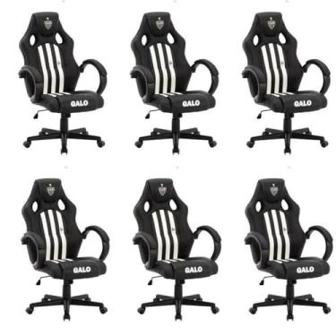 Imagem de Kit 6 Cadeiras Gamer Atlético Mineiro Cam 3316 Espresso Móveis Preto