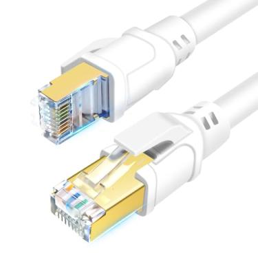 Imagem de DDMALL Cabo Ethernet CAT 8 de 12 m, interno e externo, cabo de rede SFTP de alta velocidade 40Gbps 2000MHz SFTP com conector RJ45 banhado a ouro para jogos, roteador, PC, resistente, resistente a UV