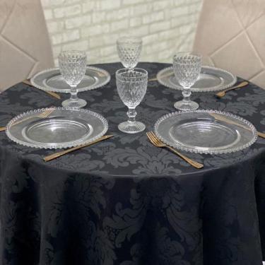 Imagem de Toalha de Mesa Jacquard Redonda para Festas Buffet Eventos - MUMUDECOR