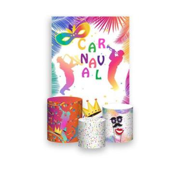 Imagem de Painel De Festa Vertical 1,50 x 2,20 + Trio De Capas Cilindro - Carnav