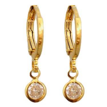 Imagem de Brinquinho de Argola Ponto de Luz de Zircônias Banhado a Ouro 18k - Di