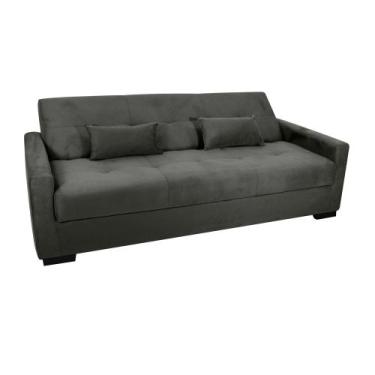 Imagem de Sofá Cama Tone 203cm Reclinável Manual Suede Cinza - Sallar Home