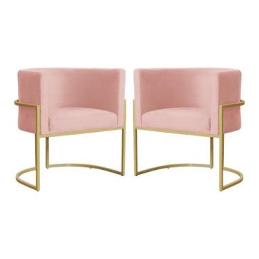 Imagem de Kit 02 Poltronas Luana Para Sala Veludo Cores - DS Estofados, Rosa