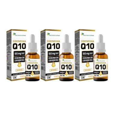 Imagem de 3x Coenzima Q10 100mg Ubiquinona Sublingual 30ml Sabor Laranja - Flora