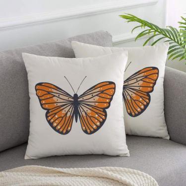 Imagem de Almofada Borboleta Laranja 40x40cm - Serigrafada Frente e Verso - FAST