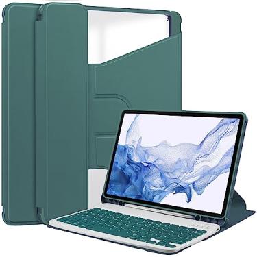 Imagem de Gylint Capa para Galaxy Tab S10 Plus 2024, capa dobrável giratória 360 ultrafina de couro PU com suporte para Samsung Galaxy Tab S10+/S9+/S9 FE Plus 12,4 polegadas verde