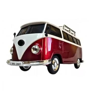 Imagem de Caixa de Som Bluetooth Formato de Kombi, 10 Watts, Rádio FM, Conexões USB/SD/P2, Bateria Recarregável (Vermelho com Branco)